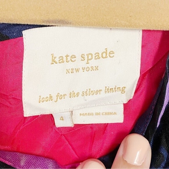 Kate Spade Josie Dress Floral Pink Knee Length Cocktail Silk Blend Size 4 - Picture 7 of 11